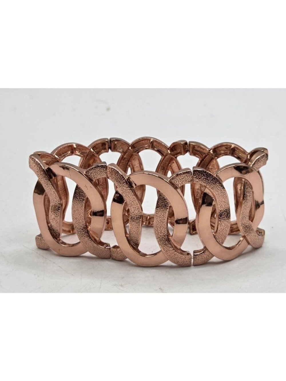 Chunky Rose Gold Tone Oval Link Stretch Bracelet